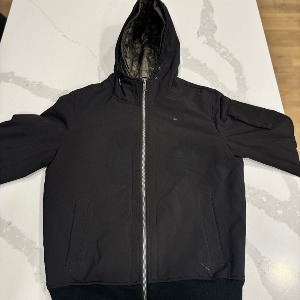 Tommy Hilfiger Black Hooded Bomber Jacket - Picture 6 of 12